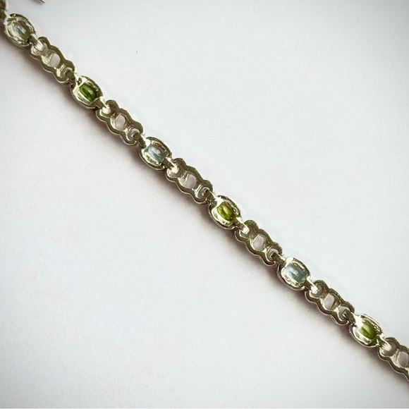 Blue TOPAZ & Green PERIDOT Oval 4x3mm Tennis BRACELET Sterling SILVER 925 NEW - Picture 7 of 10
